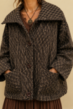 Chaqueta de Punto Nómada marron bohemia punto suave La Gata Voladora Alpujarra Almeria