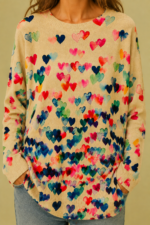 Jersey Corazón beige estampado corazones bohemio La Gata Voladora Alpujarra Almeria
