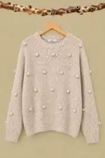 Jersey Estilo Boho Deva beige punto manga larga La Gata Voladora Alpujarra Almeria