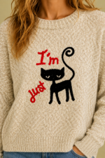Jersey de Gato Kitten beige estampado gato La Gata Voladora Alpujarra Almeria
