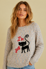 Jersey de Gato Kitten gris dibujo gato La Gata Voladora Alpujarra Almeria