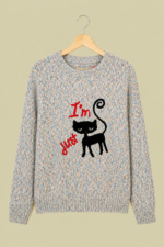 Jersey de Gato Kitten gris bordado gato La Gata Voladora Alpujarra Almeria