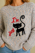 Jersey de Gato Kitten gris estampado gato La Gata Voladora Alpujarra Almeria