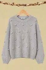 Jersey Estilo Boho Deva gris punto manga larga La Gata Voladora Alpujarra Almeria