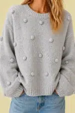 Jersey Estilo Boho Deva gris punto manga larga La Gata Voladora Alpujarra Almeria