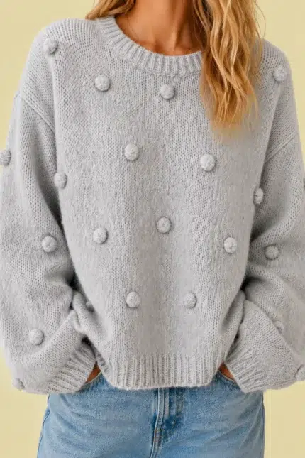Jersey Estilo Boho Deva gris punto manga larga La Gata Voladora Alpujarra Almeria