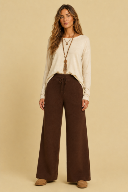 Pantalón Canalé Palazzo marrón boho La Gata Voladora Alpujarra Almeria
