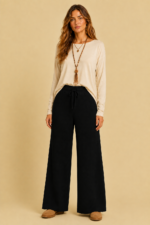 Pantalón Canalé Palazzo negro boho La Gata Voladora Alpujarra Almeria