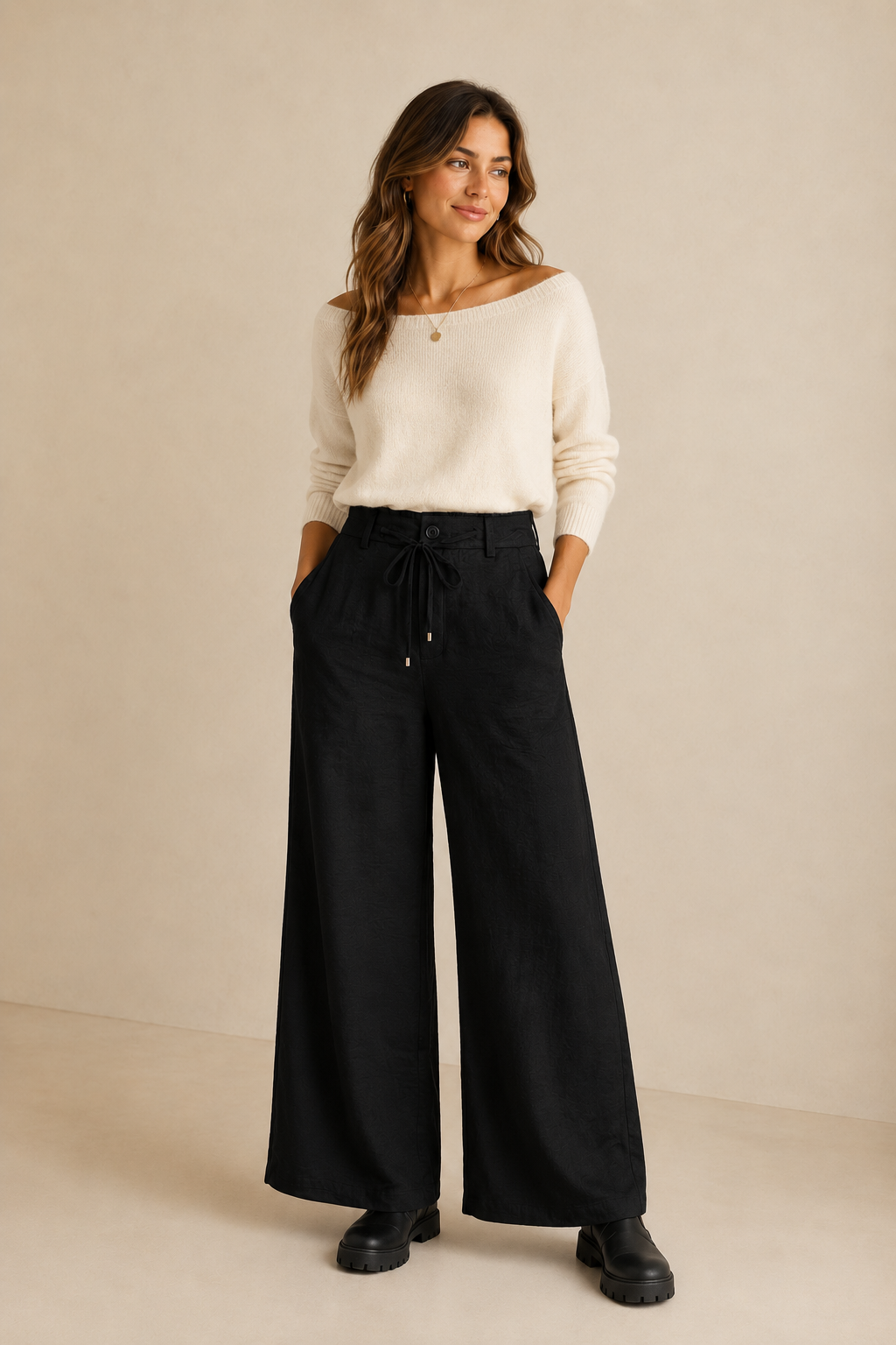 Pantalón de Satín Duna Negro (1) pantalon saten boho negro mujer La Gata Voladora Alpujarra Almería