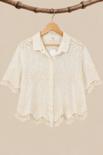 Blusa Bordada Duna Algodon Beige Boho Chic La Gata Voladora Laujar de Andarax Almeria