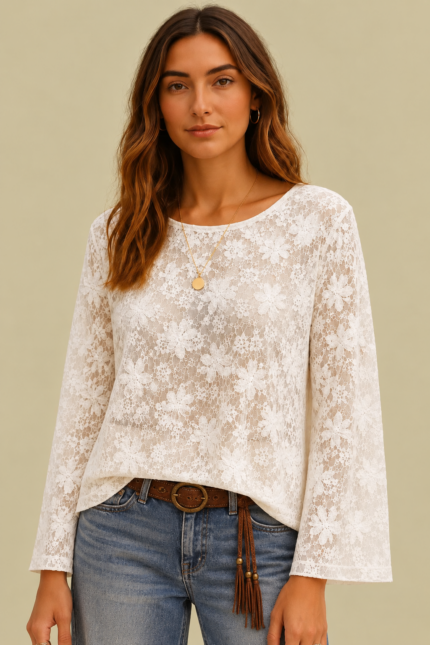 Blusa Encaje Ibiza blanca encaje boho chic La Gata Voladora Alpujarra Almeria