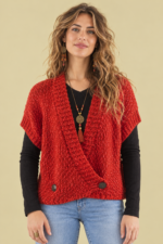 Chaleco Punto Cruzado Maeve rojo punto suave boho Coline La Gata Voladora Alpujarra Almeria