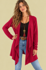 Chaqueta Asimétrica Coline fuscia entretiempo estilo boho La Gata Voladora Alpujarra Almería