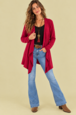 Chaqueta Asimétrica Coline fuscia entretiempo look bohemio La Gata Voladora Alpujarra Almería