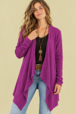 Chaqueta Asimétrica Coline malva entretiempo estilo boho La Gata Voladora Alpujarra Almería