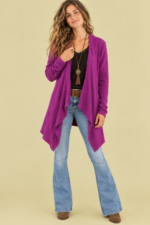 Chaqueta Asimétrica Coline malva entretiempo boho chic La Gata Voladora Alpujarra Almería