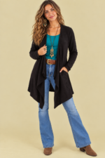 Chaqueta Asimétrica Coline negro entretiempo boho chic La Gata Voladora Alpujarra Almería