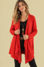 Chaqueta Asimétrica Coline rojo entretiempo estilo boho La Gata Voladora Alpujarra Almería