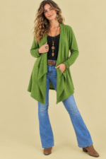 Chaqueta Asimétrica Coline verde manzana entretiempo boho chic La Gata Voladora Alpujarra Almería