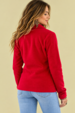 Chaqueta Forro Polar Astral rojo estilo boho bordado floral La Gata Voladora Alpujarra Almeria