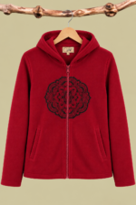 Chaqueta Forro Polar Mandala burdeos bordado mandala boho La Gata Voladora Alpujarra Almeria