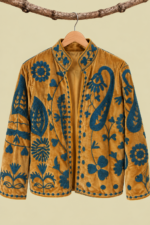Chaqueta Terciopelo Bordada Ámbar mostaza terciopelo Suzani Bohemia La Gata Voladora Laujar de Andarax