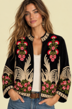 Chaqueta Terciopelo Bordada Black Suzani boho chic La Gata Voladora Laujar de Andarax Almeria