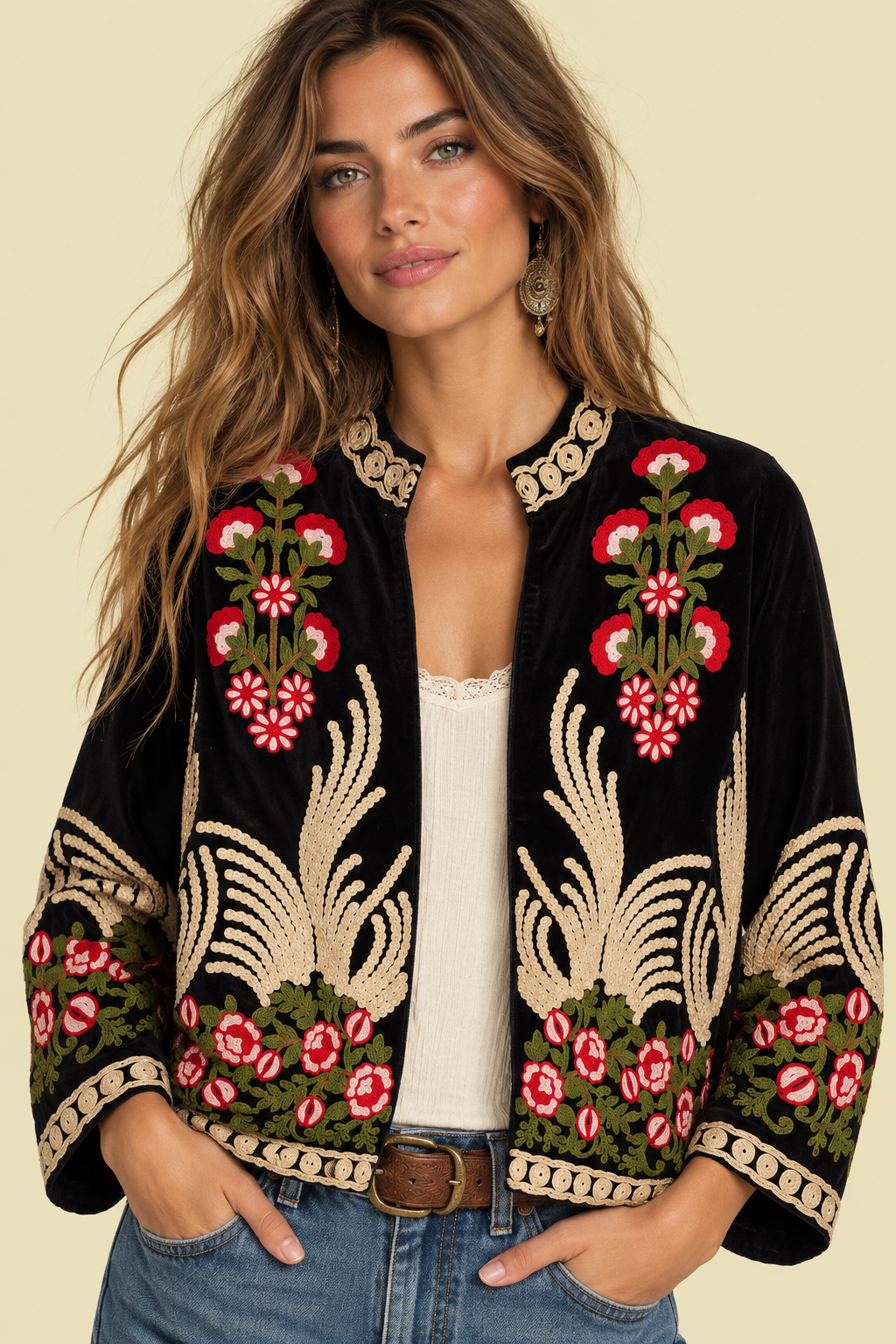Chaqueta Terciopelo Bordada Black (1) Chaqueta Terciopelo Bordada Black Suzani boho chic La Gata Voladora Laujar de Andarax Almeria