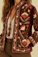Chaqueta Terciopelo Bordada Brown marron bordado Suzani Boho Chic La Gata Voladora Alpujarra Almeria