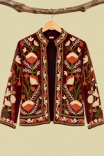 Chaqueta Terciopelo Bordada Brown marron terciopelo Suzani Bohemia La Gata Voladora Laujar de Andarax