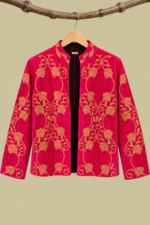 Chaqueta Terciopelo Bordada Pink fucsia terciopelo bordado Suzani Bohemio La Gata Voladora Laujar de Andarax