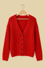 Chaqueta de Punto Coline rojo estilo bohemio mujer La Gata Voladora Alpujarra Almeria
