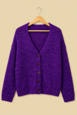 Chaqueta de Punto Coline violeta estilo bohemio mujer La Gata Voladora Alpujarra Almeria