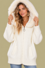 Chaqueta de Punto Nieves blanco estilo boho invierno La Gata Voladora Alpujarra Almería