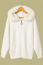 Chaqueta de Punto Nieves blanco boho chic invierno La Gata Voladora Alpujarra Almería