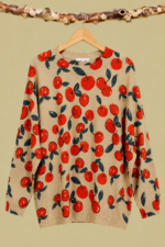 Jersey Boho Cherry Estampado Cerezas Oversize Invierno Boho Chic La Gata Voladora Alpujarra Almeria