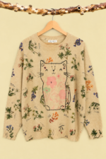 Jersey Cute Cat Oversize Estampado Gatos Invierno Boho Chic La Gata Voladora Alpujarra Almeria