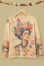 Jersey Frida Sueter Estampado Frida Kahlo Boho Chic La Gata Voladora Alpujarra Almeria