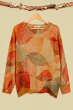 Jersey Hojas de Otoño Oversize Boho Chic La Gata Voladora Alpujarra Almeria