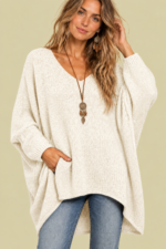 Jersey Oversize de Punto Gaia Blanco jersey boho punto suave La Gata Voladora Alpujarra Almeria