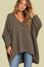 Jersey Oversize de Punto Gaia Marron Claro jersey boho punto suave La Gata Voladora Alpujarra Almeria