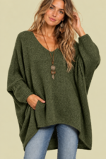 Jersey Oversize de Punto Gaia Verde Caqui jersey boho punto suave La Gata Voladora Alpujarra Almeria