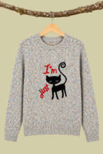Jersey de Gato Kitten gris sueter estampado de gato La Gata Voladora Alpujarra Almeria