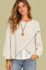Jersey de Punto Cruzado Nala Blanco punto suave estilo boho La Gata Voladora Alpujarra Almeria