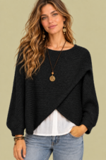 Jersey de Punto Cruzado Nala Negro punto suave estilo boho La Gata Voladora Alpujarra Almeria
