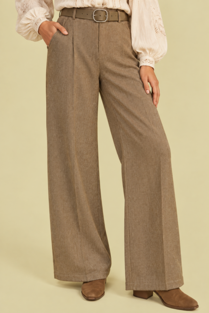 Pantalon Palazzo Espiga Natural tejido espiga boho chic corte recto La Gata Voladora Alpujarra Almeria