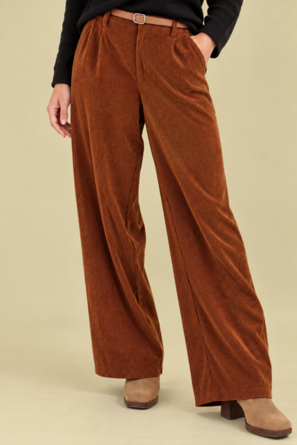 Pantalon de Pana Retro Chic marron claro cintura elastica La Gata Voladora Alpujarra Almeria