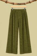 Pantalon de Pana Retro Chic verde caqui corte amplio La Gata Voladora Alpujarra Almeria