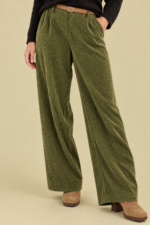 Pantalon de Pana Retro Chic verde caqui cintura elastica La Gata Voladora Alpujarra Almeria