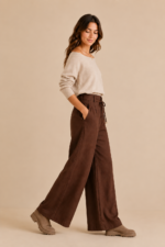 pantalon de satin duna marron pantalon boho chic mujer La Gata Voladora Laujar de Andarax